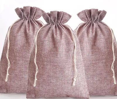 Productafbeelding van 12 jute zakjes, adventskalender zakjes, 20x30 cm met trekkoord
