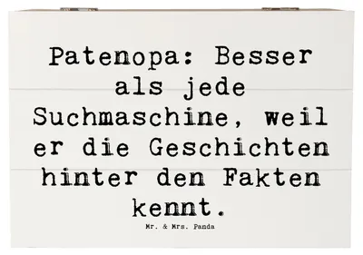 Produktbild von Mr. & Mrs. Panda Truhe Spruch Patenopa Geschichten 22 x 15 cm - Weiß - Geschenk, Lebensweisheit, Patenschaft, Überlieferungen, Box, Kiste, fotobox, Schatzkiste, Lächeln