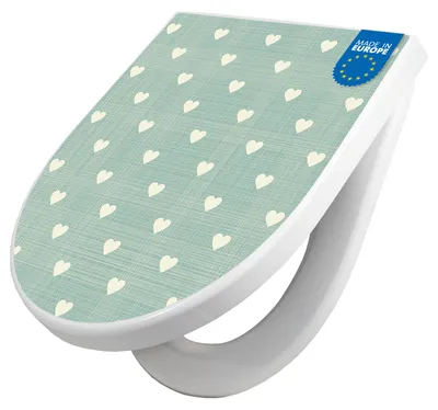 Produktbild von WC Sitz mit Absenkautomatik D Form Motiv Muster Herzen [TDW3 10382]