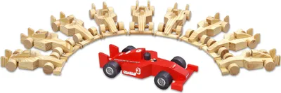 Produktbild von Betzold Bastelset Holzautos Rennwagen zum Selbstbauen und Bemalen, Ø 3 cm Räder, 10 Stück