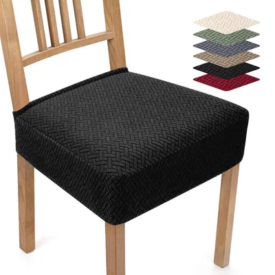 Immagine prodotto di Set di 6 coprisedie per sala da pranzo, in tessuto elasticizzato jacquard, lavabili, colore nero