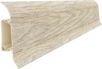 Zdjęcie produktu dla Listwa przypodłogowa VILO IZZI PVC 250 cm (55x20 mm) – 1 sztuka – wodoodporna listwa przypodłogowa z kanałem kablowym i elastycznymi krawędziami – jasny dąb, skandynawski wygląd