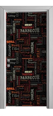 Produktbild von Tür Selbstklebende 90x210 cm Türfolie Türtapete Klebefolie - BBQ Texte grillen