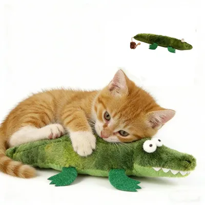Produktbild von Katzen Kauspielzeug mit Katzenminze & Silvervine – Plüsch Krokodil