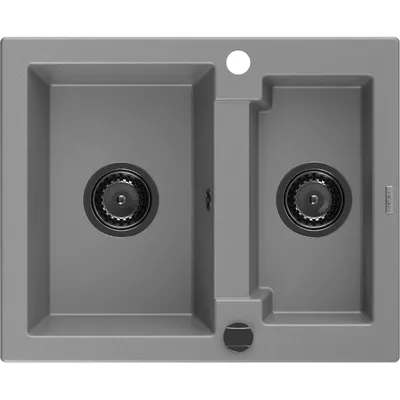 Obrázok produktu pre Mexen Carlos granitový 1,5-komorový drez 582 x 475 mm, Šedá, Sifón Čierna - 6518581500-71-B