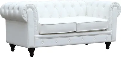 Immagine prodotto di Divano fisso Chesterfield "Aliza" - 157 x 82 x 70 cm - 2 posti - Bianco