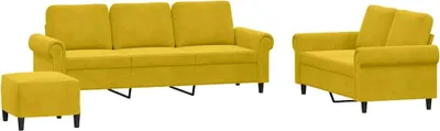 Immagine prodotto di vidaXL Set divano 3 pezzi con cuscini in velluto giallo