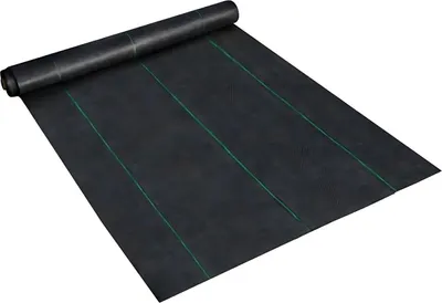 Zdjęcie produktu dla Włóknina chroniąca przed korzeniami i chwastami 30x200cm - Wodoprzepuszczalna, odporna na rozdarcia włóknina ogrodowa i rabatowa - Czarna z wytycznymi