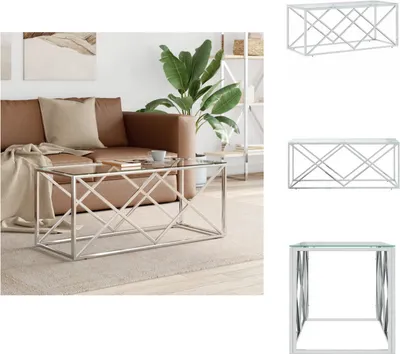 Produktbild von vidaXL Couchtisch 110x45x45 cm Edelstahl und Glas -  Couchtische