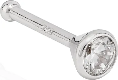 Produktbild von Nasenpiercing 750 Weiß Gold 18 Karat Nasenstecker 2,5mm Zirkonia Weiß Piercing