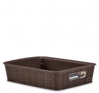 Imagen del producto de STEFANPLAST, Cesta Elegance, estilo ratán, polipropileno, 25 x 19 x 6 cm, color moka