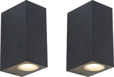 Produktbild von Set aus 2 Modernen Wandleuchten Schwarz 2 Flammig IP44 Baleno