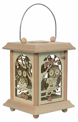 Zdjęcie produktu dla Lampion stołowy sowa ze szklanym wkładem na podgrzewacz lub świecę wotywną szerokość x wysokość x głębokość 12 cmx17 cmx12 cm NOWOŚĆ