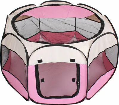 Produktbild von Pet Achteckiger Hundestall weiß-rosa
