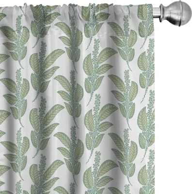 Produktbild von ABAKUHAUS Botanik Vorhänge, Gardinen, Rhythmische Blätter und Blüten der wilden Pflanzen Muster, 2 Stück 75 x 245 cm, Khaki Sea Green