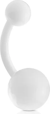 Produktbild von viva-adorno 1 Stück Bauchnabel Piercing Banane Acryl Kunststoff Kugeln verschiedene Farben Z318, weiß