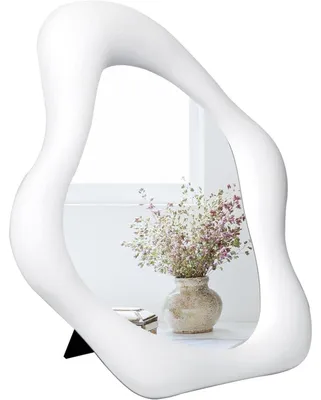 Immagine prodotto di Specchio da parete piccolo, specchio da trucco, supporto da tavolo, 22,9 cm, bianco