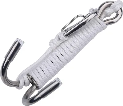 Immagine prodotto di Immersione subacquea Doppio gancio doppio in acciaio inox con lenza per immersioni in grotta (bianco)