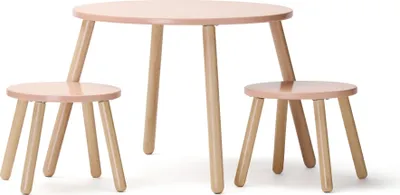 Produktbild von Kids Concept Tisch und zwei Hocker, apricot, Kindertische