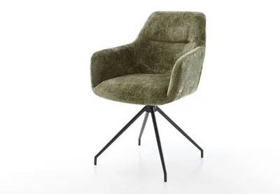 Produktbild von DELIFE Drehstuhl Pejo-Flex Chenille Olive Kreuzgestell konisch Schwarz 180° drehbar Taschenfederkern