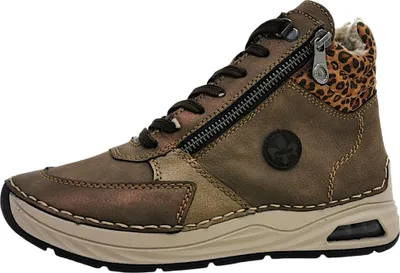Image de Chaussures de randonnée Rieker pour femmes, bottines à lacets, couleur marron, style décontracté