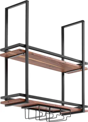 Produktbild von Hängeregal Aro 80cm Deckenregal Wandregal mit Weinglashalterung Weinregal Möbel