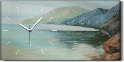 Produktbild von Dekor Leinwand Uhr Wandbilder Geräuschlos 60x30 Morgens auf dem Meer Gemälde - weiße Hände