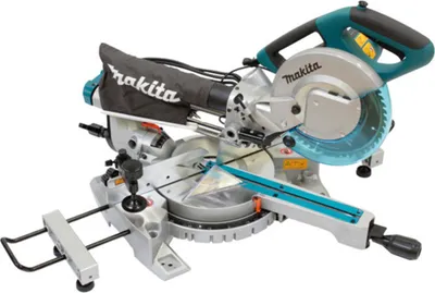 A Makita miter saw is shown against a white background.
