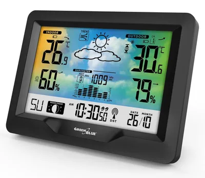 Wetterstation mit Farbdisplay, DCF, Mondphasen, Barometer, Kalender