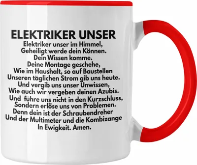 Produktbild von Trendation - Elektriker Unser Tasse Geschenk Elektromeister Lustiger Spruch Männer Geschenkidee (Rot)