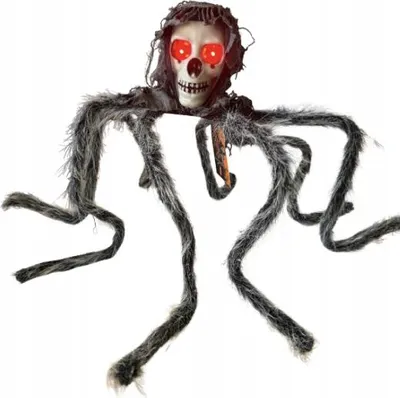 Obrázok produktu pre Dekoratívny pavúk s LED lebkou Halloween