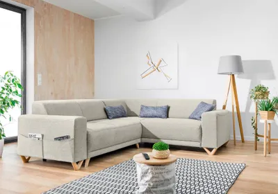 Produktbild von MIUFORM Classy Sophie MAX - Ecksofa mit Bettfunktion und Bettkasten L-FORM RECHTS - 250x212cm - Beige - Sofa Schlafsofa Couch