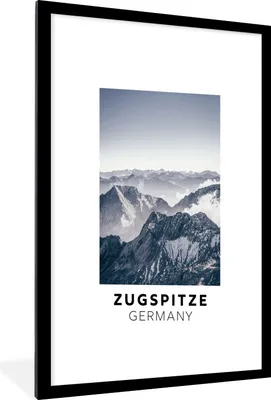 Produktbild von MuchoWow® Gerahmtes Poster Deutschland - Berge - Schnee 60x90 cm - Poster mit Schwarzem Bilderrahmen Wandposter Rahmen Foto Bilder - Dekoration - Wandposter Wohnzimmer - Hochwertig