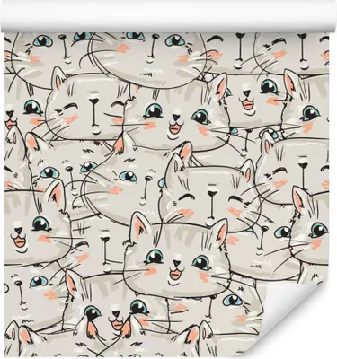 Produktbild von 10m VLIES TAPETE Rolle Kinderzimmer Kleine Lustige Katzen Bunt Natur XXL