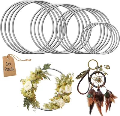 Produktbild von Metallreifen Handwerk Set 16-teilig Stabil 5-20 cm Silber