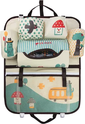 Produktbild von Auto Organizer 54 cm x 43 cm, 6 Fächer, wasserdicht Oxford, Tiermuster für Kinder