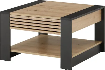 Produktbild von Couchtisch >Feli< Schublade, Artisan Eiche Nachbildung, schwarz - 70x42x70 (BxHxT)