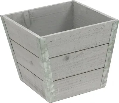 Produktbild von Blumenkasten Holz Übertopf Shabby Chic Vintage Grau 19x19x15,5cm