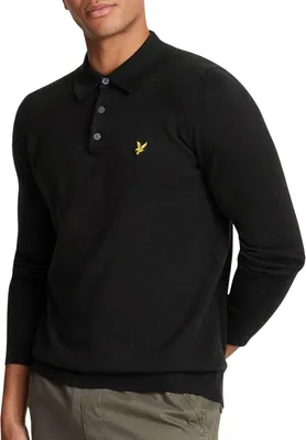 Produktbild von Lyle & Scott Polo langarm einfarbig schwarz Baumwolle
