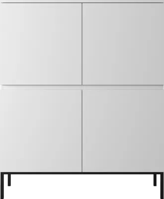 Produktbild von Selsey Highboard Bemmi - Hochkommode 4-türig, Weiß mit schwarzen Beinen, 100 cm