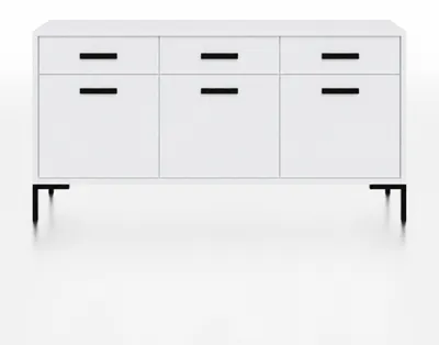 Produktbild von YUMEBLY SIMPLE Kommode 3D3S Weiß – 150x85x40 cm – modernes Sideboard mit 3 Türen und 3 Schubladen