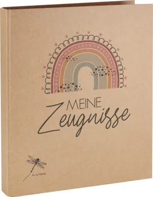 Produktbild von Zeugnismappe für Kinder mit Regenbogen-Motiv - Ordner aus robustem Karton für Schulzeugnisse
