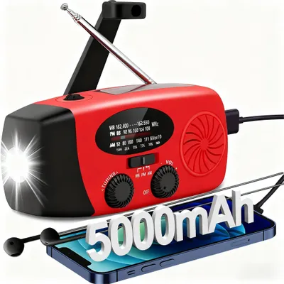 Produktbild von Notfallradio, Solar Radio, Tragbares Radio, AM/FM/NOAA Kurbelradio Notfallradio Led Taschenlampe, SOS-Alarm, handy ladefunktion, für Camping, Ourdoor