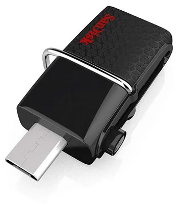 Produktbild von SanDisk Ultra Dual, 128 GB, USB Type-A / Micro-USB, 3.2 Gen 1 (3.1 Gen 1), Dia, 5,6 g, Schwarz