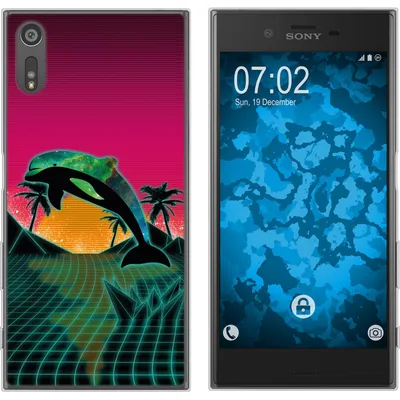 Produktbild von PhoneNatic Case kompatibel mit Sony Xperia XZs Silikon-Hülle Retro Wave Delphin M1