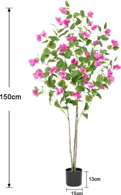 Obrázok produktu pre Umelý krík bougainvillea – umelá rastlina, výška 150 cm – listy s realistickou textúrou – zelená dekorácia – vhodná do fotostúdia, na výstavy a oslavy – plast – určená na vonkajšie použitie