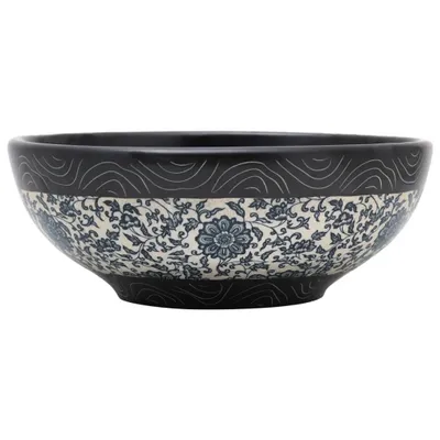 Image de vidaXL Vasque à poser Noir et Bleu Rond Ø41x14 cm Céramique