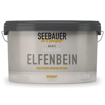 Produktbild von SEEBAUER diy Trendfarbe Creme 2,5L (No. T01 Elfenbein) für den Innenbereich - Edelmatte Wandfarbe Beige - Hochdeckende Innenfarbe in Profi-Qualität