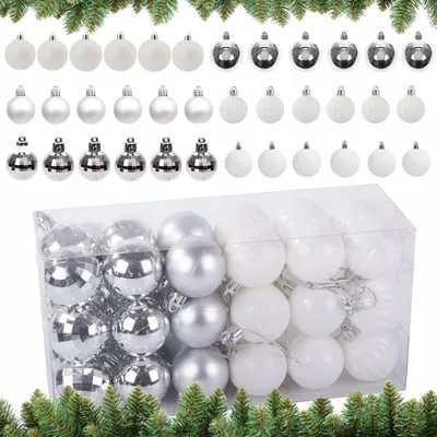 Obrázok produktu pre Vianočné gule 3 cm biele - set 36 ks biele-strieboné Vianočná guľa