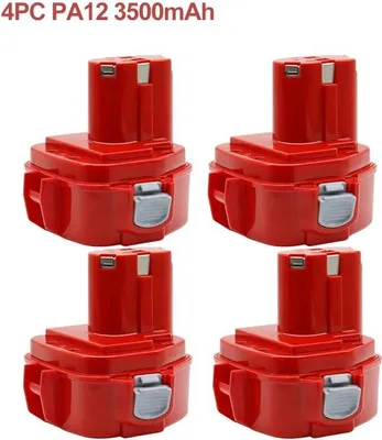 Image de Batterie 12V 3,5Ah - Batterie Ni-MH pour outils - Batterie de remplacement pour les modèles PA12, PA1222, 1220, 1200, 1201, 1233S - Lot de 4